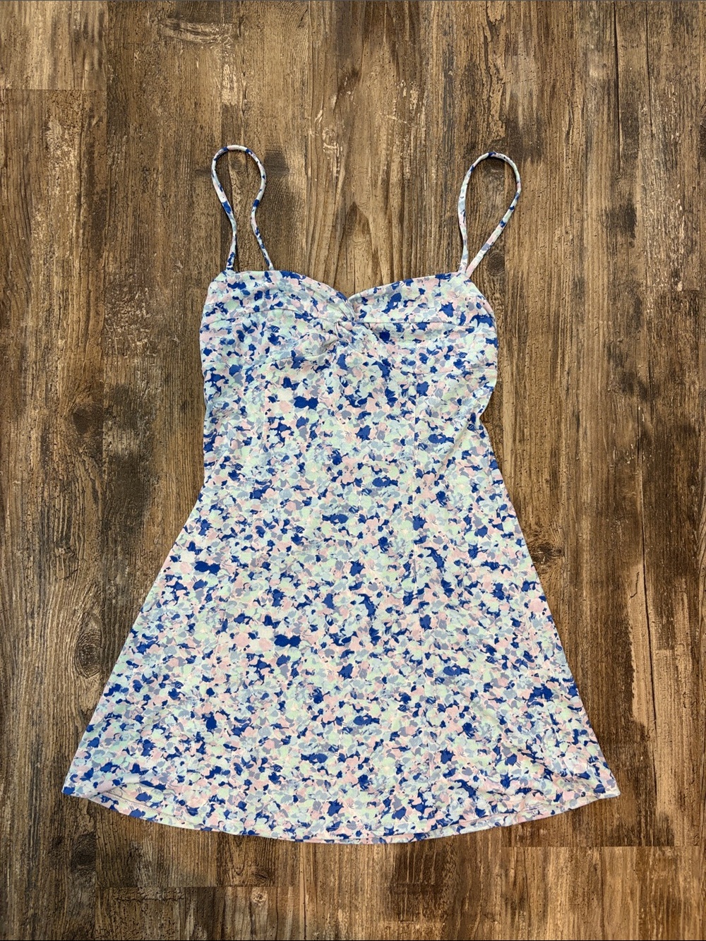 Mango Pastel Floral Spaghetti Strap Top in Blue and Pink